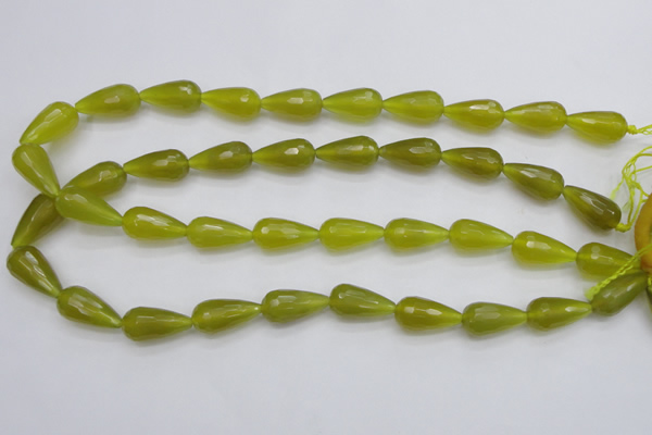 CKA229 15.5 inches 10*20mm faceted teardrop Korean jade gemstone beads