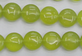 CKA236 15.5 inches 12mm flat round Korean jade gemstone beads