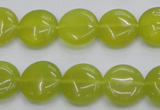 CKA237 15.5 inches 14mm flat round Korean jade gemstone beads