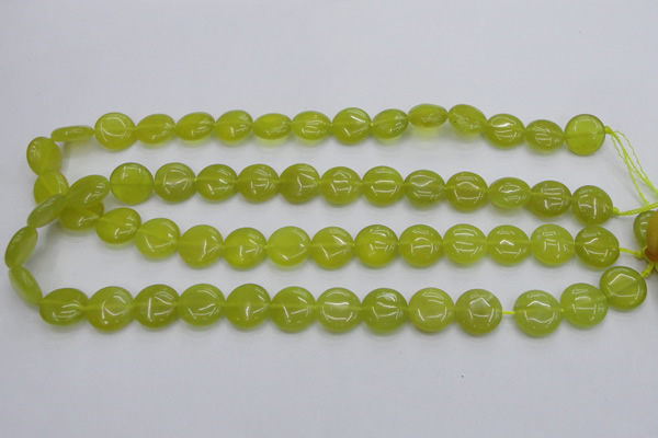 CKA237 15.5 inches 14mm flat round Korean jade gemstone beads