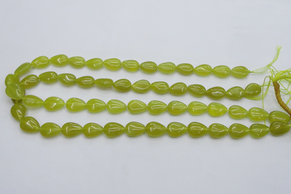 CKA255 15.5 inches 10*14mm flat teardrop Korean jade gemstone beads