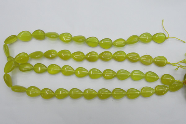 CKA256 15.5 inches 12*16mm flat teardrop Korean jade gemstone beads