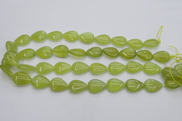 CKA257 15.5 inches 15*20mm flat teardrop Korean jade gemstone beads