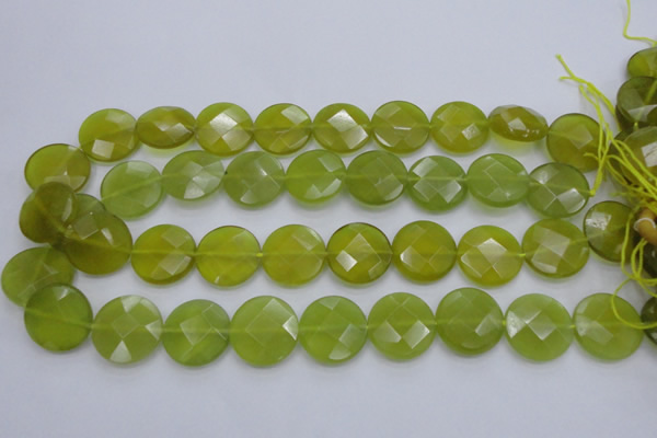 CKA267 15.5 inches 20mm faceted coin Korean jade gemstone beads