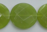 CKA268 15.5 inches 30mm faceted coin Korean jade gemstone beads