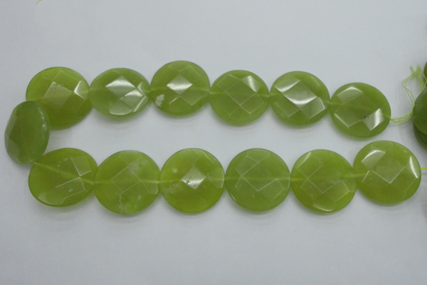 CKA268 15.5 inches 30mm faceted coin Korean jade gemstone beads