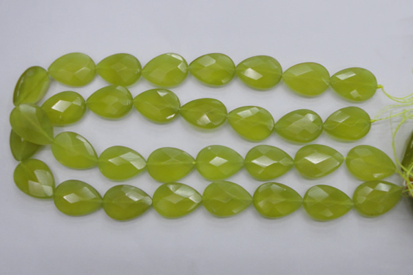 CKA276 15.5 inches 18*25mm faceted flat teardrop Korean jade gemstone beads