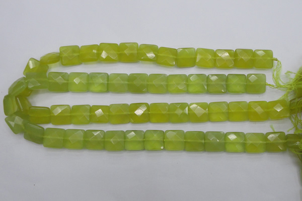 CKA286 15.5 inches 14*14mm faceted square Korean jade gemstone beads