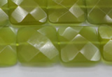 CKA287 15.5 inches 20*20mm faceted square Korean jade gemstone beads