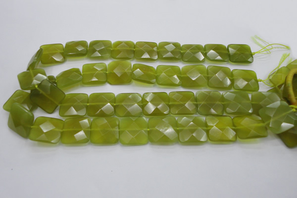 CKA287 15.5 inches 20*20mm faceted square Korean jade gemstone beads