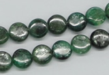 CKC107 16 inches 10mm flat round natural green kyanite beads wholesale