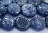 CKC816 15 inches 11mm - 12mm flat round blue kyanite beads