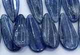 CKC827 15 inches 10*23mm - 13*30mm flat teardrop blue kyanite beads