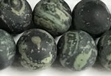 CKJ329 15 inches 12mm round matte kambaba jasper beads