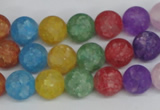 CKQ04 15.5 inches 10mm round matte dyed crackle quartz beads