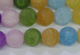 CKQ05 15.5 inches 12mm round matte dyed crackle quartz beads