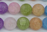 CKQ06 15.5 inches 14mm round matte dyed crackle quartz beads