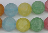 CKQ07 15.5 inches 16mm round matte dyed crackle quartz beads