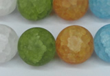 CKQ08 15.5 inches 18mm round matte dyed crackle quartz beads