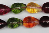 CKQ110 15.5 inches 12*18mm teardrop dyed crackle quartz beads