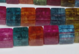 CKQ116 15.5 inches 10*10mm cube dyed crackle quartz beads