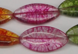 CKQ124 15.5 inches 15*30mm marquise dyed crackle quartz beads