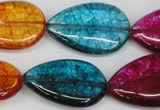 CKQ125 15.5 inches 18*25mm flat teardrop dyed crackle quartz beads