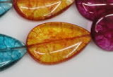 CKQ127 15.5 inches 30*40mm flat teardrop dyed crackle quartz beads