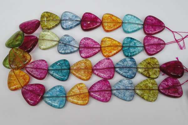 CKQ135 15.5 inches 20*20mm triangle dyed crackle quartz beads