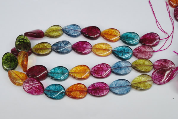 CKQ140 15.5 inches 20*30mm twisted oval dyed crackle quartz beads