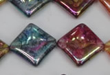 CKQ152 15.5 inches 20*20mm diamond AB-color crackle quartz beads