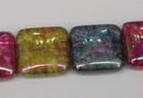 CKQ156 15.5 inches 25*25mm square AB-color crackle quartz beads