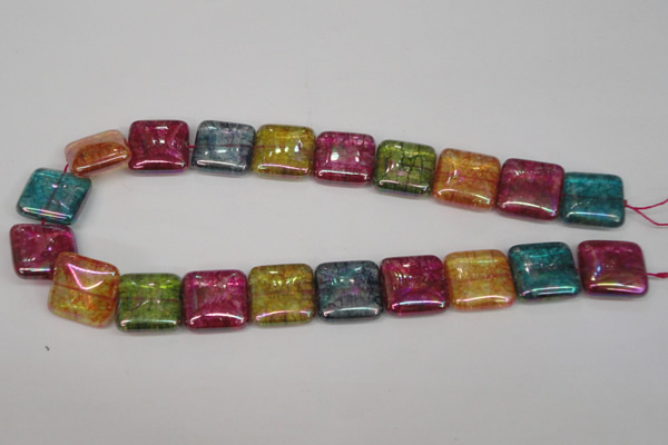 CKQ156 15.5 inches 25*25mm square AB-color crackle quartz beads