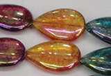 CKQ158 15.5 inches 18*25mm flat teardrop AB-color crackle quartz beads