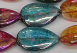 CKQ159 15.5 inches 20*30mm flat teardrop AB-color crackle quartz beads