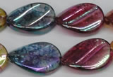 CKQ161 15.5 inches 18*25mm twisted oval AB-color crackle quartz beads