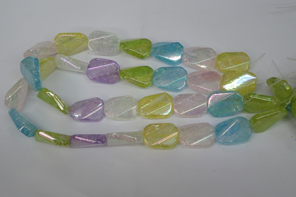 CKQ165 15.5 inches 20*30mm twisted rectangle AB-color crackle quartz beads