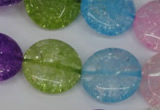 CKQ175 15.5 inches 20mm flat round dyed crackle quartz beads