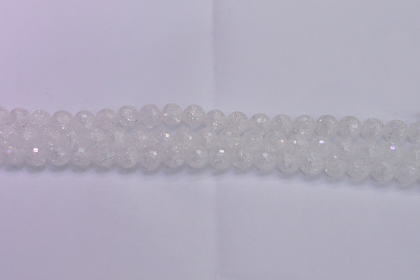 CKQ344 15.5 inches 8mm faceted round dyed crackle quartz beads