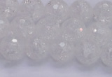 CKQ345 15.5 inches 10mm faceted round dyed crackle quartz beads