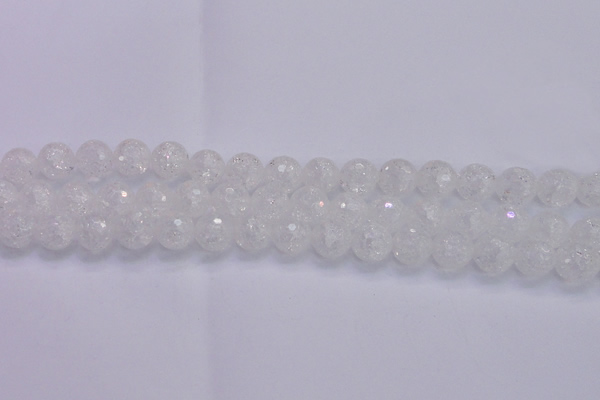 CKQ346 15.5 inches 12mm faceted round dyed crackle quartz beads