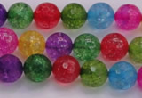 CKQ351 15.5 inches 8mm faceted round dyed crackle quartz beads