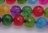 CKQ353 15.5 inches 12mm faceted round dyed crackle quartz beads