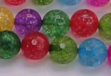 CKQ354 15.5 inches 14mm faceted round dyed crackle quartz beads