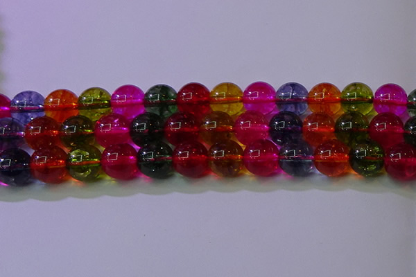 CKQ392 15.5 inches 8mm round dyed crackle quartz beads