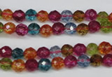 CKQ41 15.5 inches 6mm faceted round dyed crackle quartz beads