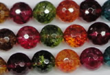 CKQ44 15.5 inches 12mm faceted round dyed crackle quartz beads