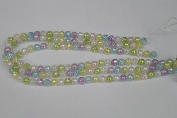 CKQ61 15.5 inches 6mm round AB-color dyed crackle quartz beads