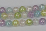 CKQ62 15.5 inches 8mm round AB-color dyed crackle quartz beads