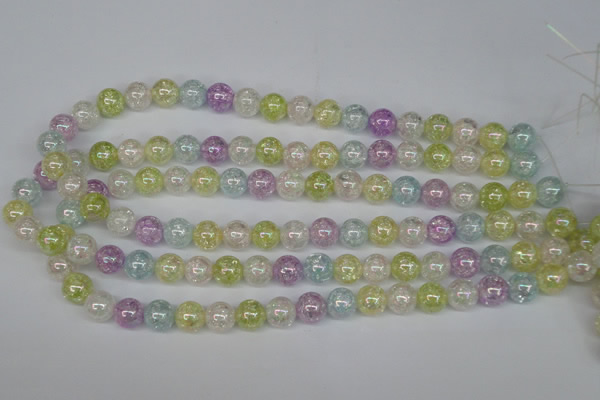 CKQ63 15.5 inches 10mm round AB-color dyed crackle quartz beads